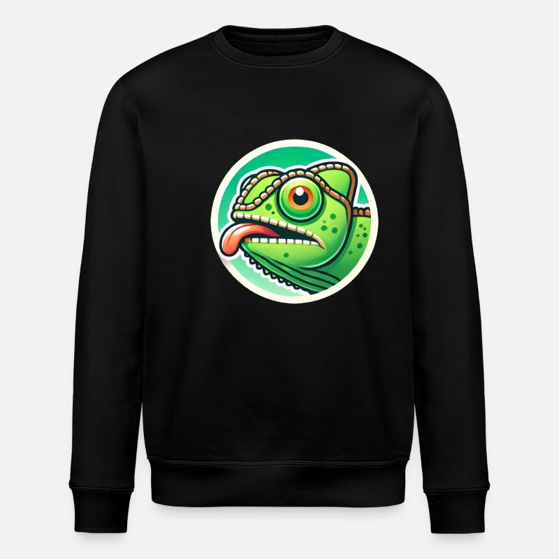 Skurriles Chamäleon-Power-Badge-Design - Stanley/Stella Unisex Bio-Sweatshirt ROLLER - Schwarz