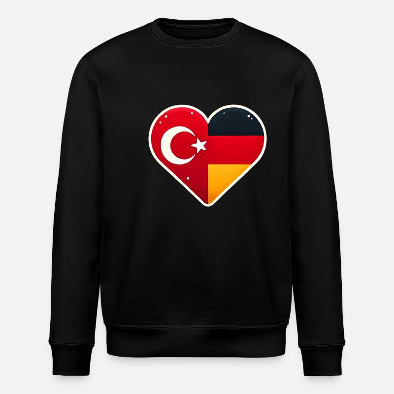 TurkishGerman Heart Flag Unity - Stanley/Stella ROLLER Unisex Organic Sweatshirt - black