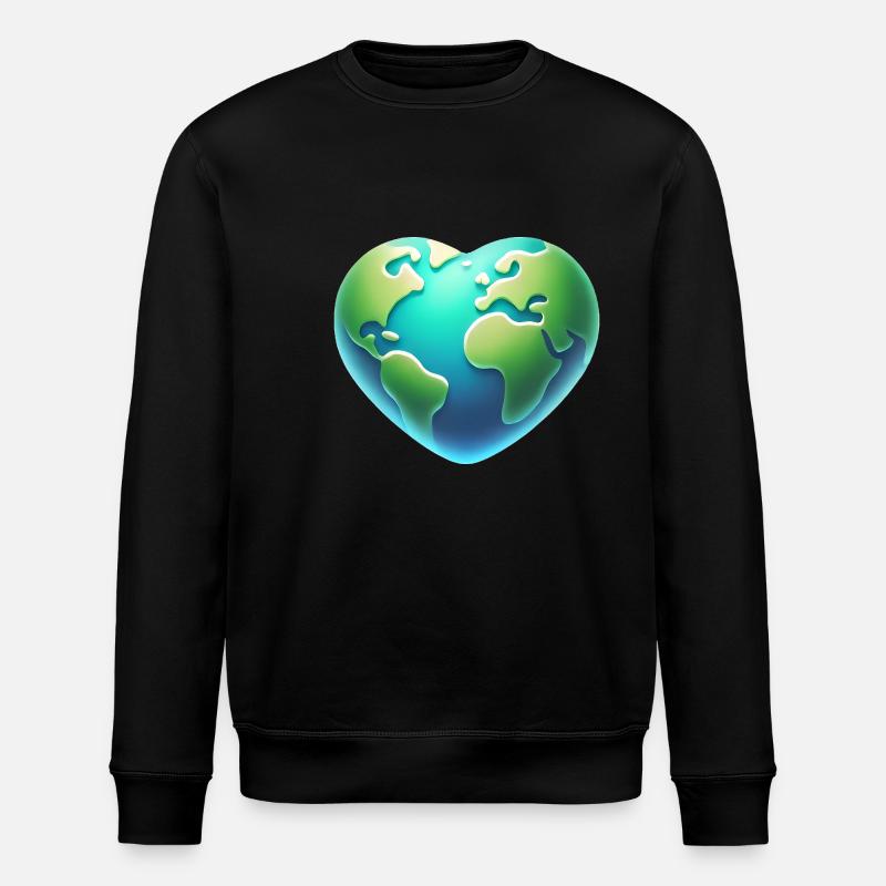 Herzförmige Erde Öko-Design - Stanley/Stella Unisex Bio-Sweatshirt ROLLER - Schwarz