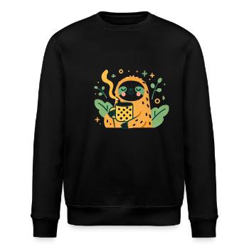 Chill Sloth avec Café Cartoon Design - Sweat bio ROLLER Stanley/Stella Unisexe - noir - Devant - Nik (191cm)