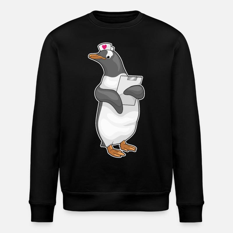 Pinguin Krankenschwester Stethoskope - Stanley/Stella Unisex Bio-Sweatshirt ROLLER - Schwarz
