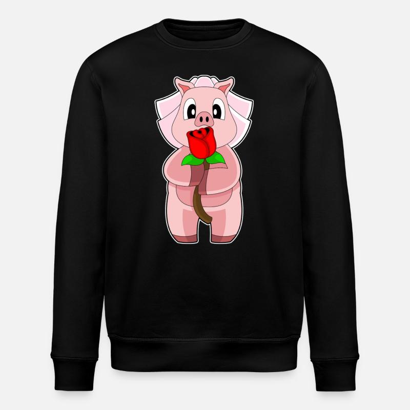 Pig Bride Rose Wedding - Stanley/Stella ROLLER Unisex Organic Sweatshirt - black