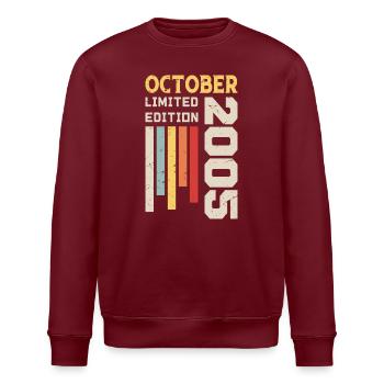 Oktober 2005 - Oktober 2005 Geburtstagsgeschenk - Stanley/Stella Unisex Bio-Sweatshirt ROLLER - Burgunderrot - Vorne - Nik (191cm)