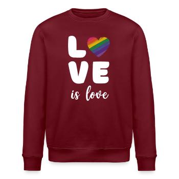 Pride Month - Love is Love - Stanley/Stella ROLLER Unisex Organic Sweatshirt - burgundy - Front - Nik (191cm)