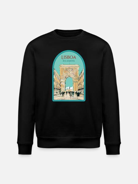 Illustration Arch Augusta Street, Lisbon - Stanley/Stella ROLLER Unisex Organic Sweatshirt - black