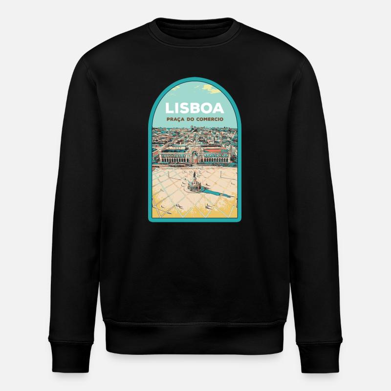 Illustration Handelsplatz, Lissabon - Stanley/Stella Unisex Bio-Sweatshirt ROLLER - Schwarz