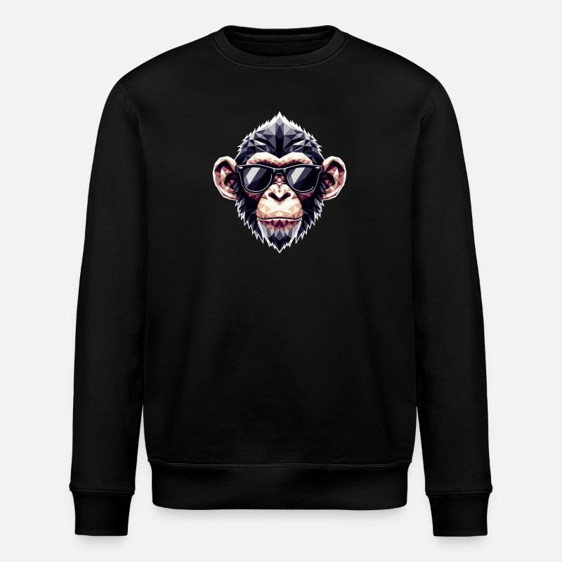 Monkey Glasses Polygon - Stanley/Stella ROLLER Unisex Organic Sweatshirt - black
