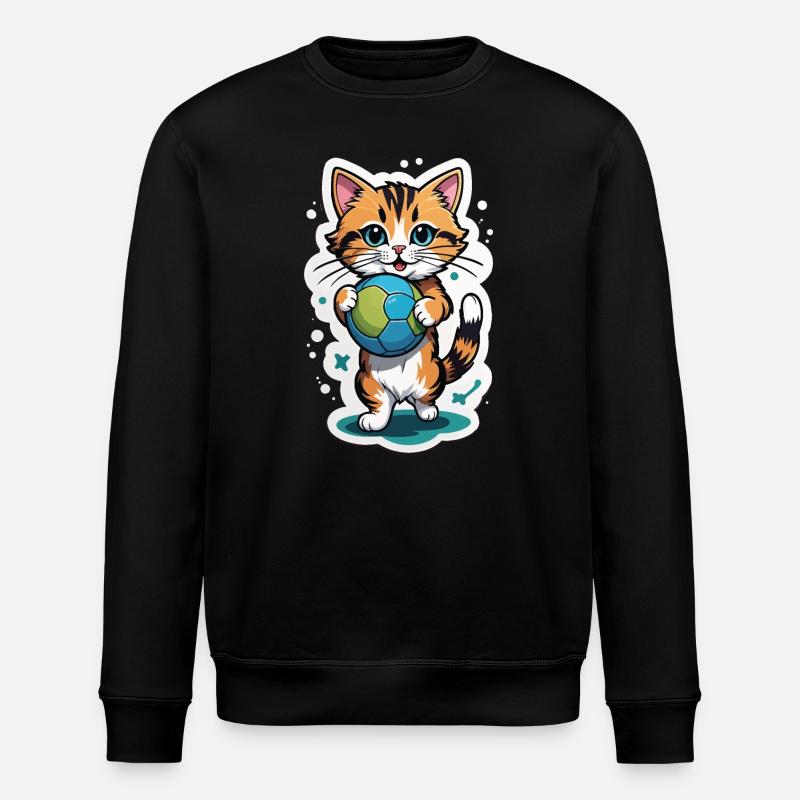 Katzen mit Ball Design - Stanley/Stella Unisex Bio-Sweatshirt ROLLER - Schwarz