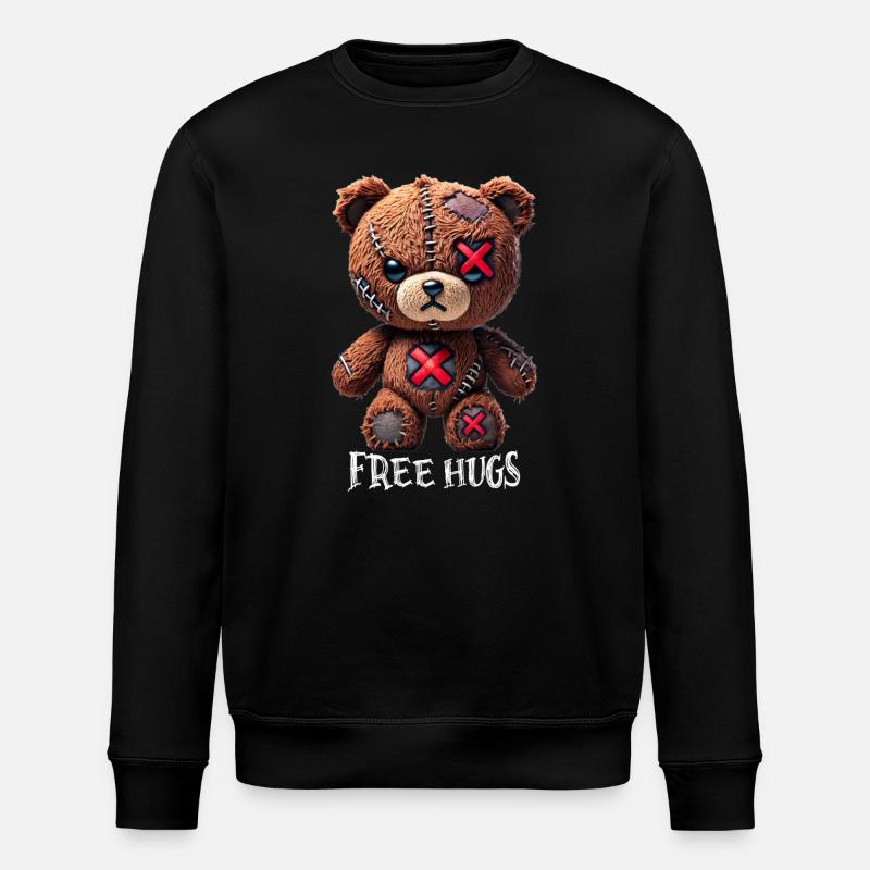 Kostenlose Umarmungen Teddybär - Stanley/Stella Unisex Bio-Sweatshirt ROLLER - Schwarz
