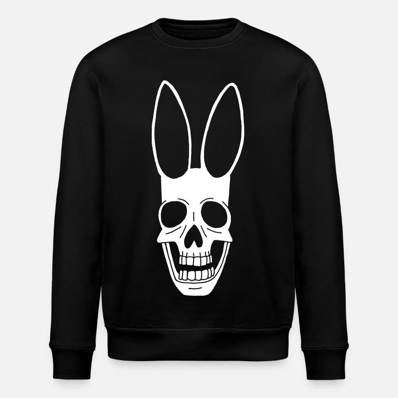 Weißer Kaninchenschädel - Stanley/Stella Unisex Bio-Sweatshirt ROLLER - Schwarz