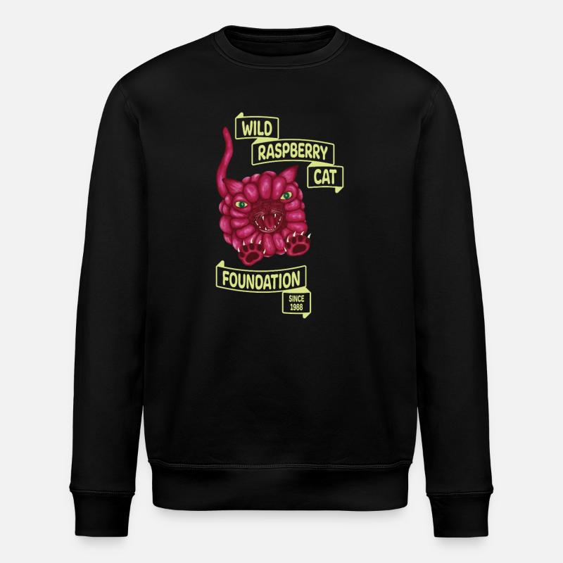Wild Raspberry Cat - Stanley/Stella ROLLER Unisex Organic Sweatshirt - black