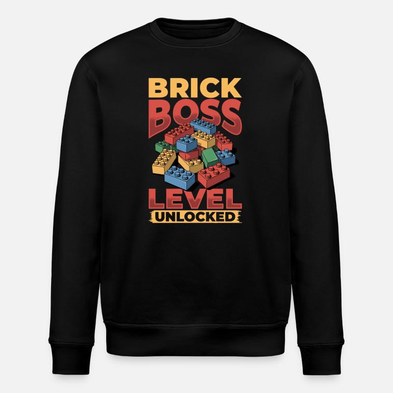 Building Blocks Kids Brick Builder - Stanley/Stella ROLLER Unisex Organic Sweatshirt - black