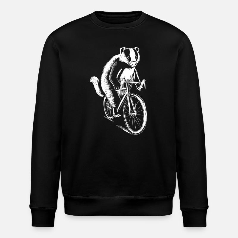 Erdmännchen-Radfahrer-Skizzen-Tee - Stanley/Stella Unisex Bio-Sweatshirt ROLLER - Schwarz