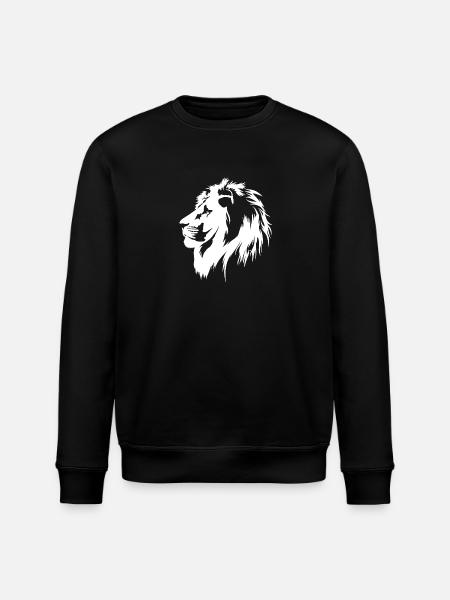 Lion Portrait (white) - Stanley/Stella ROLLER Unisex Organic Sweatshirt - black