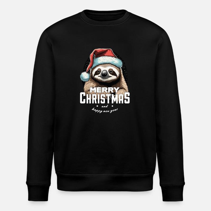 Weihnachtsfaultier - Stanley/Stella Unisex Bio-Sweatshirt ROLLER - Schwarz
