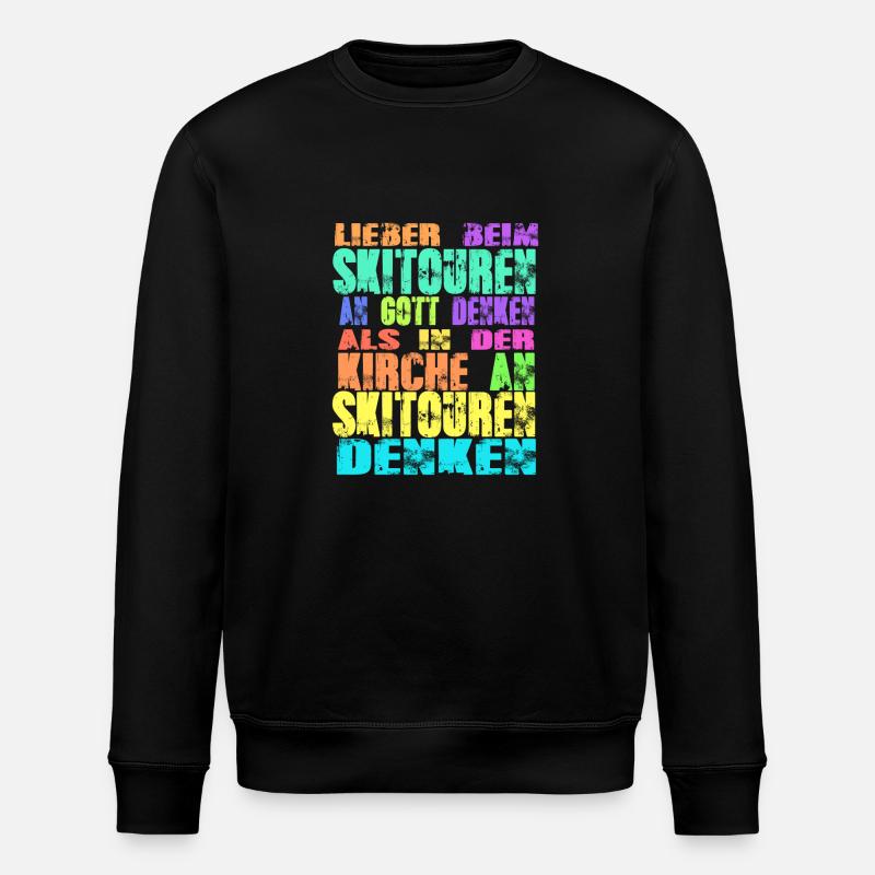 Skitouren Kirche - Stanley/Stella Unisex Bio-Sweatshirt ROLLER - Schwarz