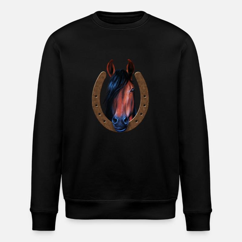 Pferd in Hufeisen - Stanley/Stella Unisex Bio-Sweatshirt ROLLER - Schwarz