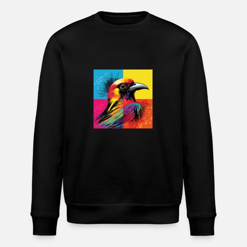 Vogelkunst: Pop-Art-Vogelgitter - Stanley/Stella Unisex Bio-Sweatshirt ROLLER - Schwarz