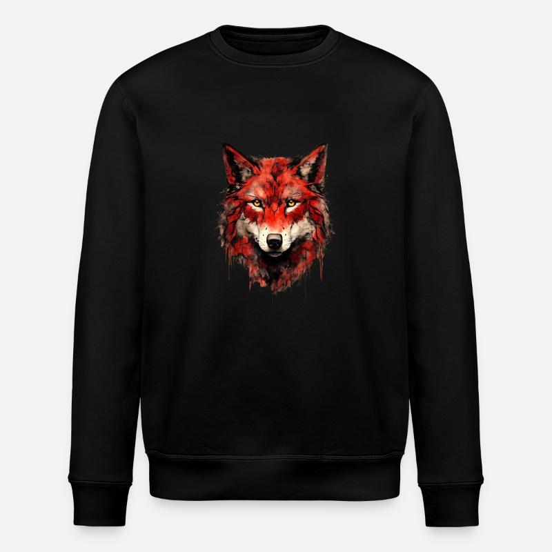 Roter Wolfskopf - Stanley/Stella Unisex Bio-Sweatshirt ROLLER - Schwarz