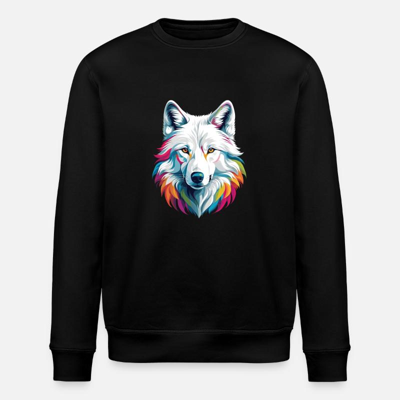 Weißer Wolf - Stanley/Stella Unisex Bio-Sweatshirt ROLLER - Schwarz