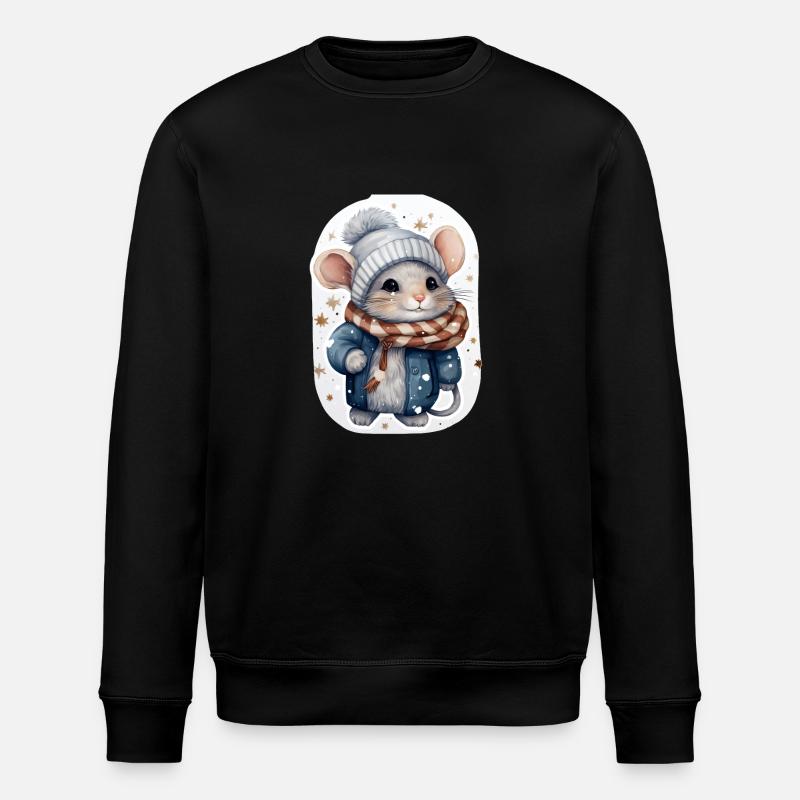 Cute Winter Mouse - Stanley/Stella ROLLER Unisex Organic Sweatshirt - black