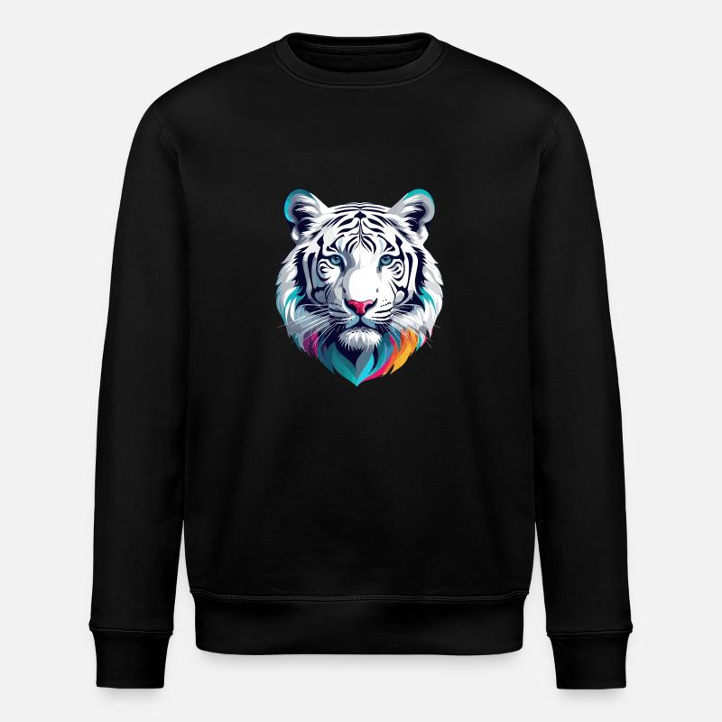 Weißer Tiger - Stanley/Stella Unisex Bio-Sweatshirt ROLLER - Schwarz