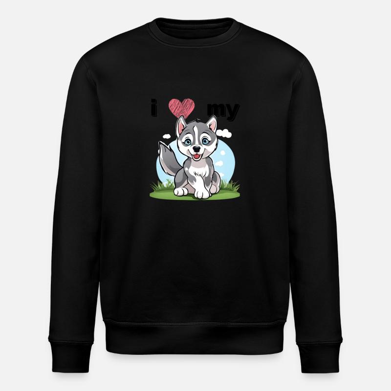 Petit Husky - Chiot loup - Sweat bio ROLLER Stanley/Stella Unisexe - noir