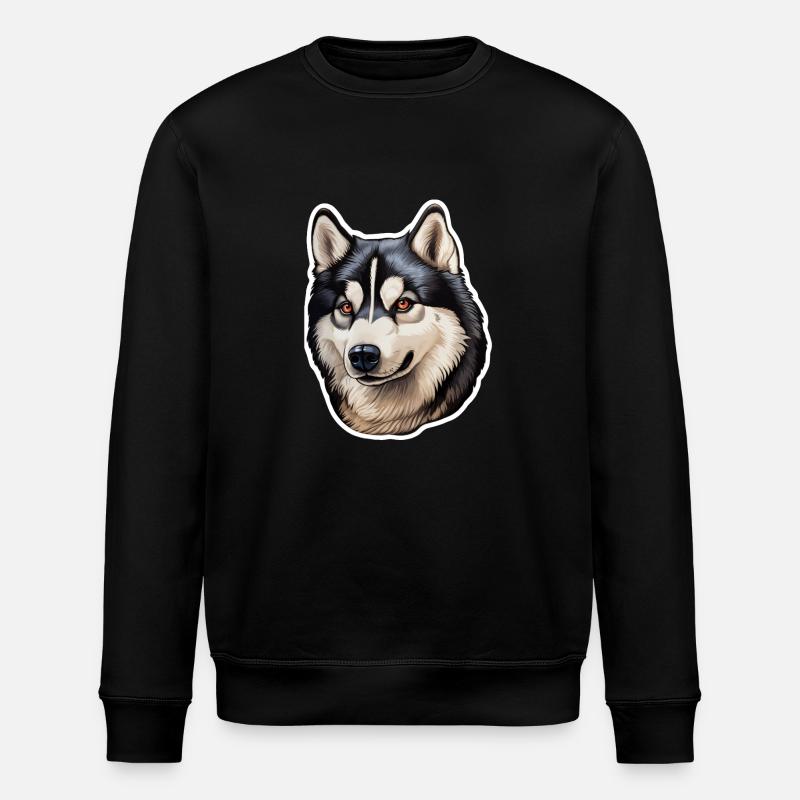 Siberian Husky Kopf - Stanley/Stella Unisex Bio-Sweatshirt ROLLER - Schwarz