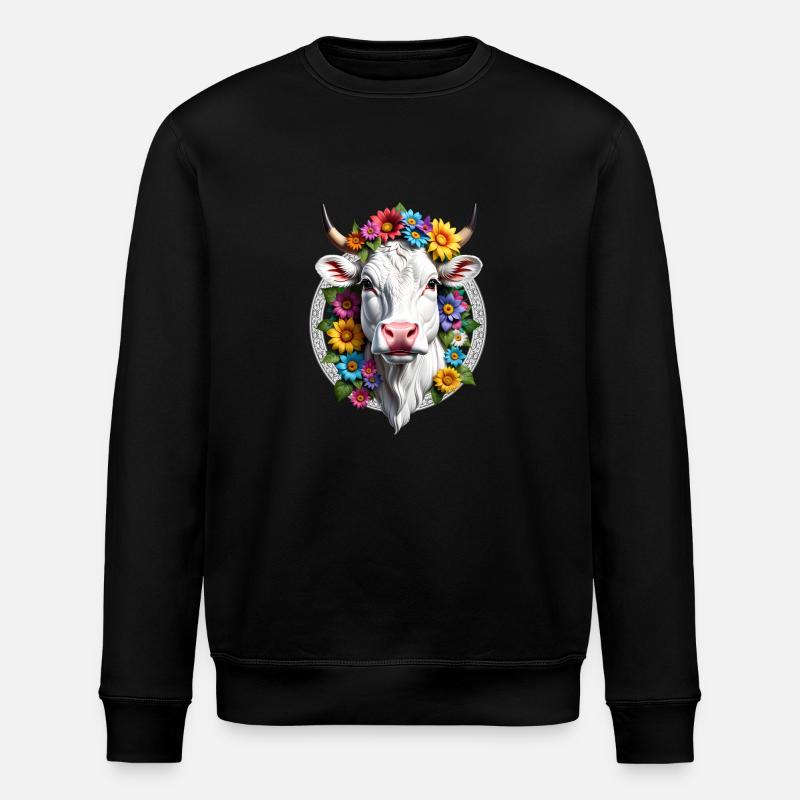 BLÜHENDE KUH - Stanley/Stella Unisex Bio-Sweatshirt ROLLER - Schwarz