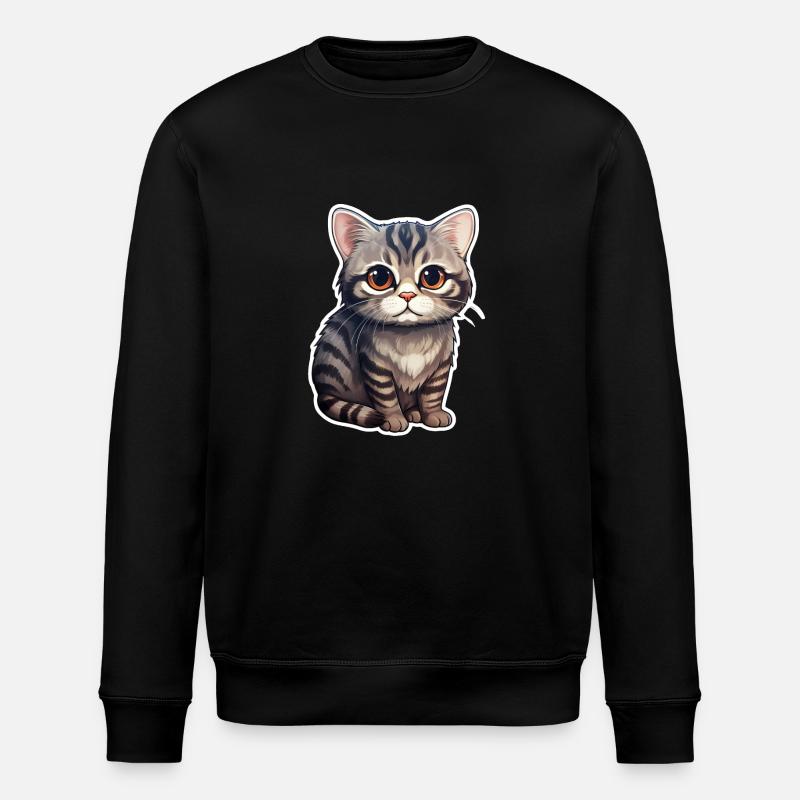 British Shorthair Cat - Stanley/Stella ROLLER Unisex Organic Sweatshirt - black