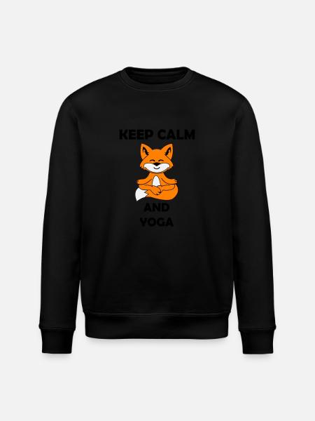 Yoga Fox Keep Calm - Stanley/Stella ROLLER Unisex Organic Sweatshirt - black
