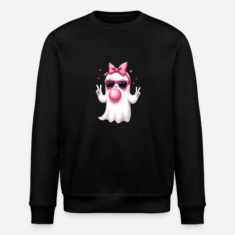 Cute Ghost - Stanley/Stella ROLLER Unisex Organic Sweatshirt - black