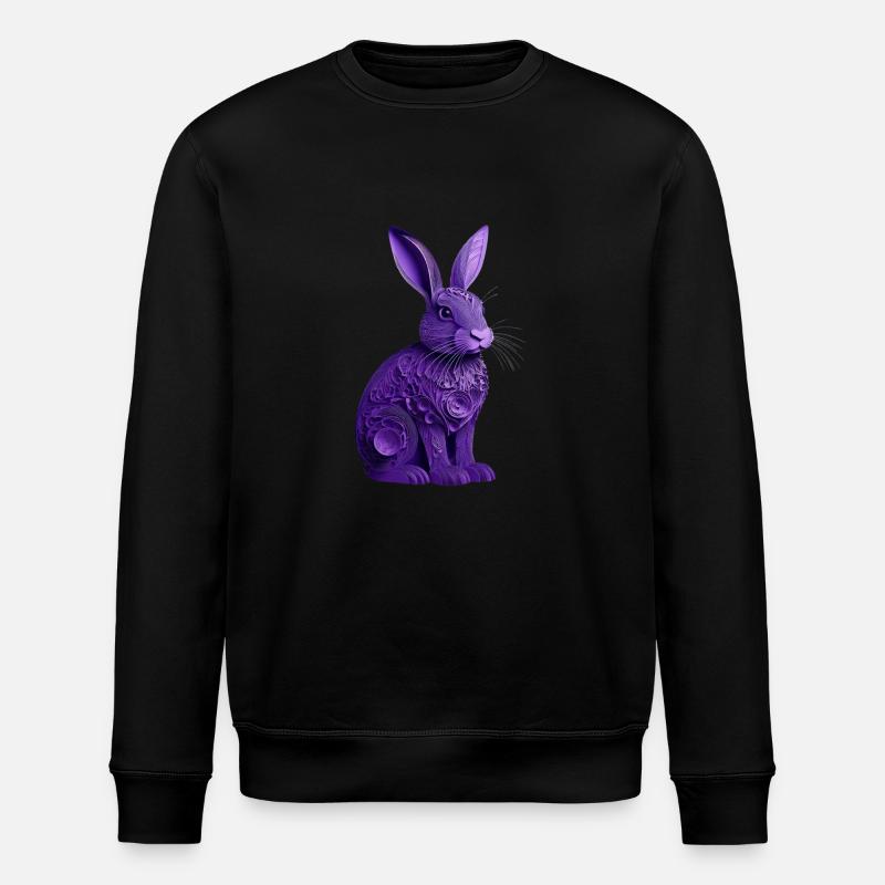 Rabbit violet - Stanley/Stella ROLLER Unisex Organic Sweatshirt - black