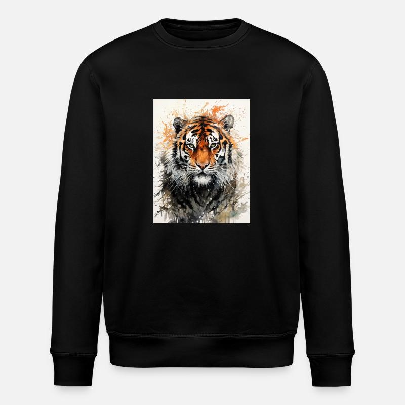 Tigre à l’aquarelle - Sweat bio ROLLER Stanley/Stella Unisexe - noir