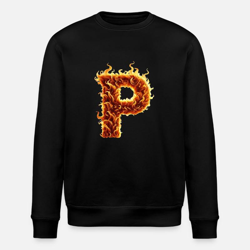 p buchstabe feuer - Stanley/Stella Unisex Bio-Sweatshirt ROLLER - Schwarz