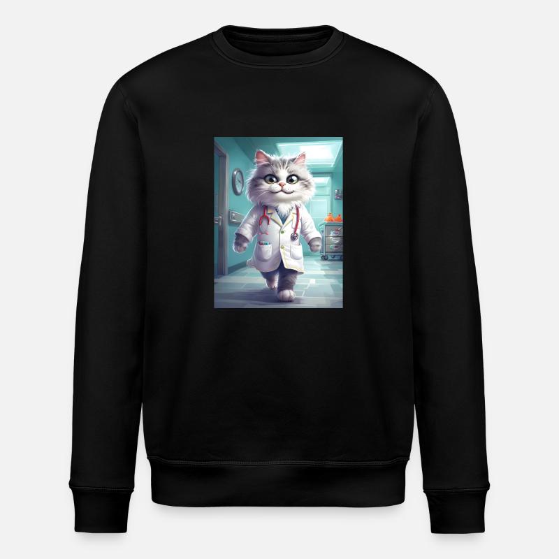 Arzt Katze Beruf Geschenk - Stanley/Stella Unisex Bio-Sweatshirt ROLLER - Schwarz