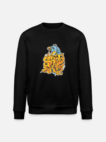 Graffiti street art with eagle and crown - Stanley/Stella ROLLER Unisex Organic Sweatshirt - black