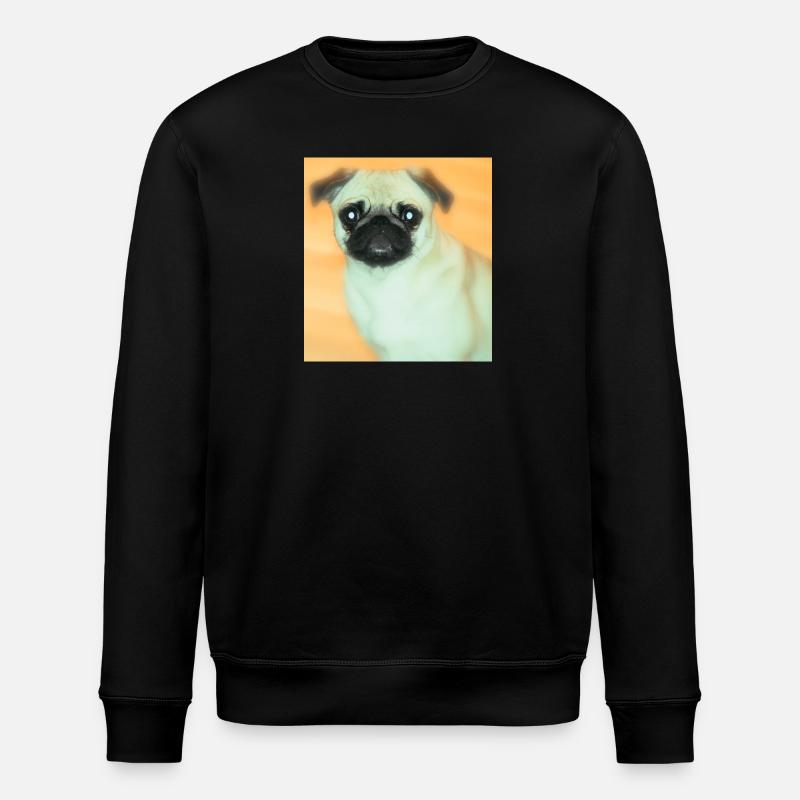 Cute pug with expressive view - Stanley/Stella ROLLER Unisex Organic Sweatshirt - black