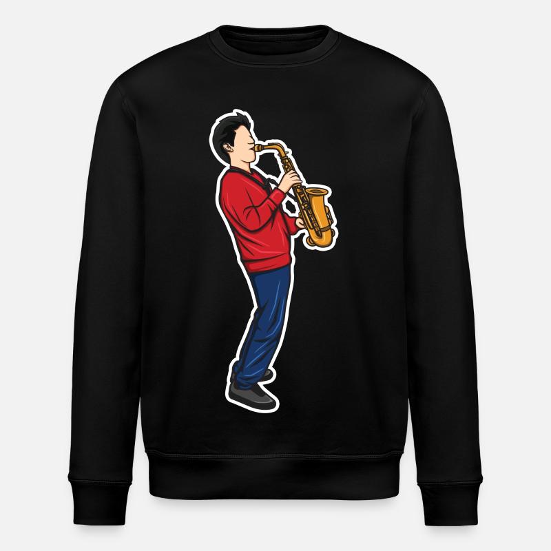 Lustiger Saxophonjunge - Stanley/Stella Unisex Bio-Sweatshirt ROLLER - Schwarz