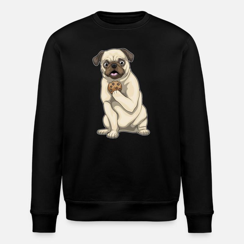 Pug Cookie - Stanley/Stella ROLLER Unisex Organic Sweatshirt - black