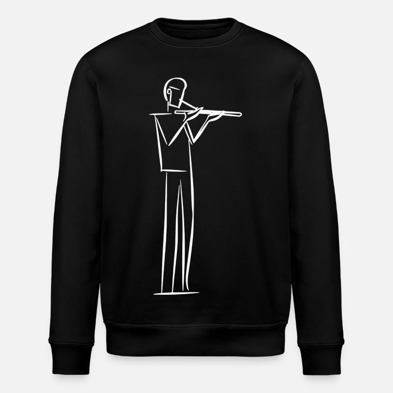 Flötist Line Art - Stanley/Stella Unisex Bio-Sweatshirt ROLLER - Schwarz