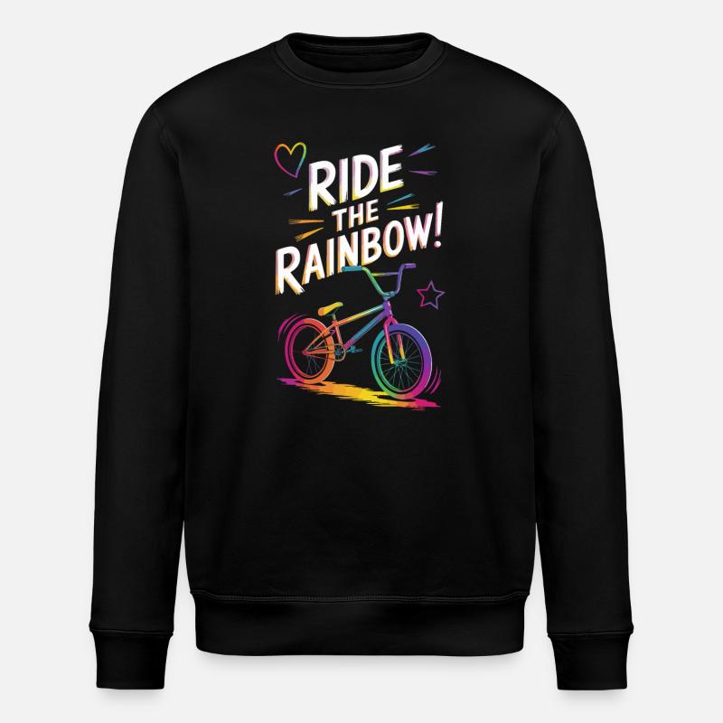 Vibrant Rainbow Bicycle Design - Stanley/Stella ROLLER Unisex Organic Sweatshirt - black