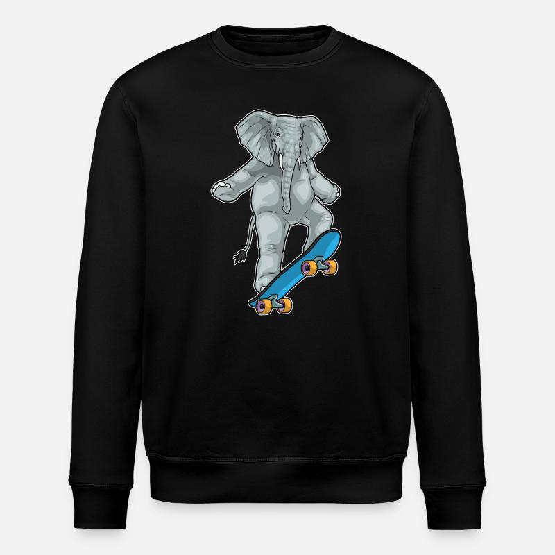 Elephant Skater Skateboard - Sweat bio ROLLER Stanley/Stella Unisexe - noir