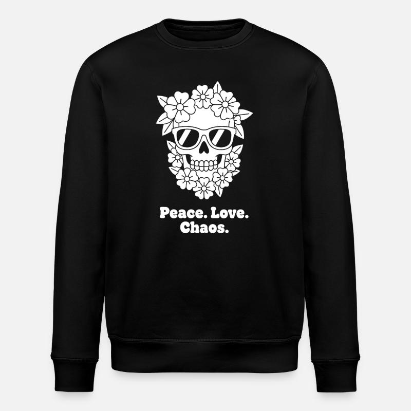 Fleur Crâne Paix Chaos - Sweat bio ROLLER Stanley/Stella Unisexe - noir