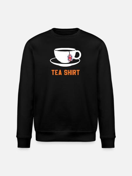 Tea Shirt – Calm Teacup Pun - Stanley/Stella ROLLER Unisex Organic Sweatshirt - black
