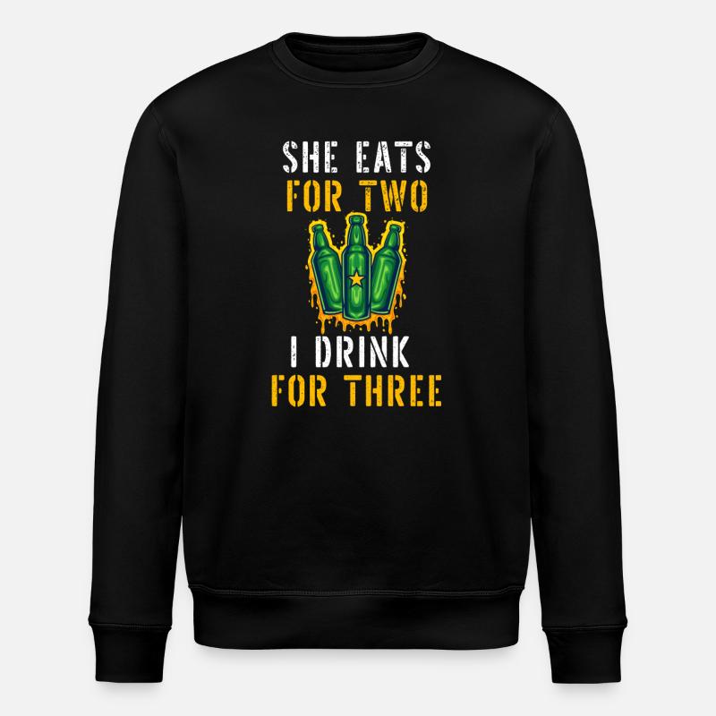 Funny Expecting Dad Beer - Stanley/Stella ROLLER Unisex Organic Sweatshirt - black