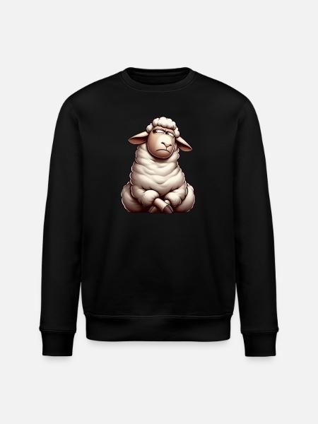 Skeptical Sheep Cartoon Comic Bull - Stanley/Stella ROLLER Unisex Organic Sweatshirt - black