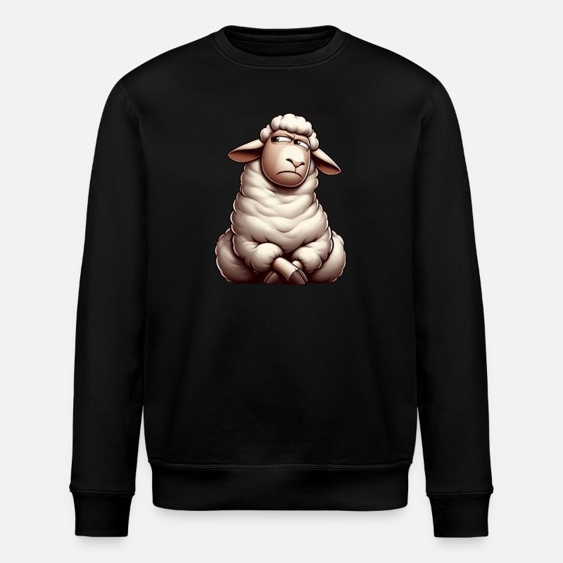 mouton sceptique dessin animé taureau - Sweat bio ROLLER Stanley/Stella Unisexe - noir
