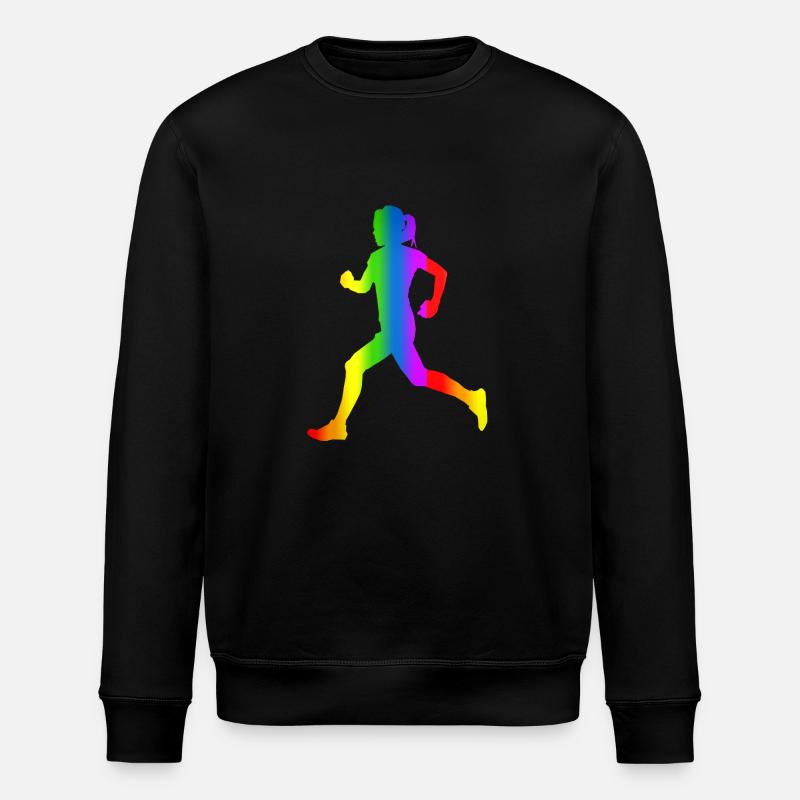 Bunter Läuferin Regenbogen - Stanley/Stella Unisex Bio-Sweatshirt ROLLER - Schwarz
