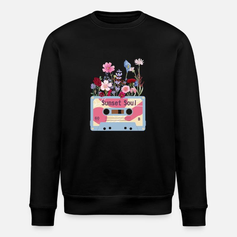 Florale Retro-Videokassette - Stanley/Stella Unisex Bio-Sweatshirt ROLLER - Schwarz